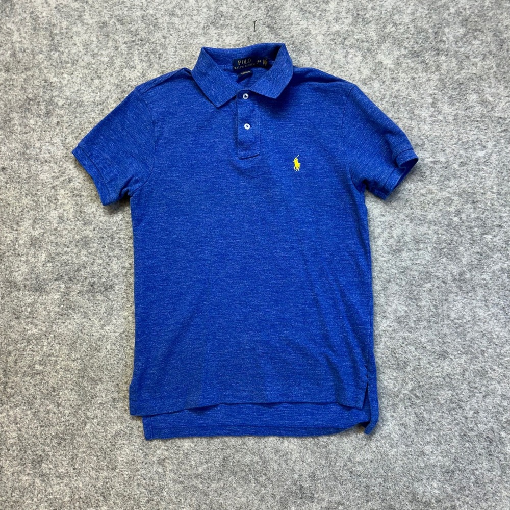 Polo Ralph Lauren Polo Shirt Mens Small Blue Excellent Custom Fit Heathered Pony